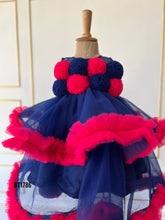 Load image into Gallery viewer, BT1786 Enchanted Evening - Navy &amp; Fuchsia Baby Party Dress
