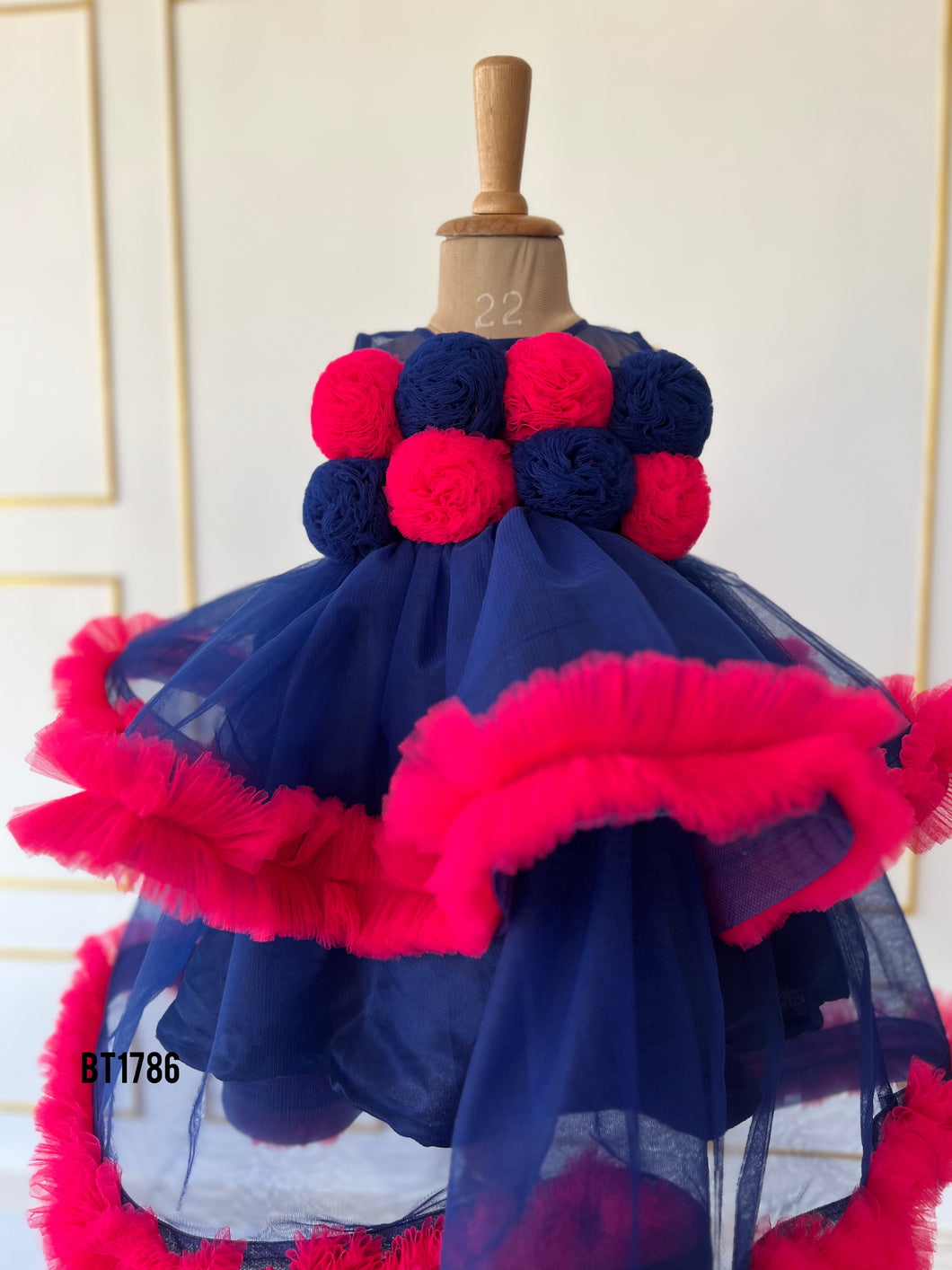 BT1786 Enchanted Evening - Navy & Fuchsia Baby Party Dress