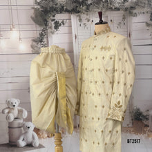 Load image into Gallery viewer, BT2517 Premium Father Son Sherwani Combo – Ivory &amp; Olive Gold
