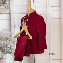 Load image into Gallery viewer, BT2537 Premium Maroon Velvet Embroidered Jhodpuri for Kids
