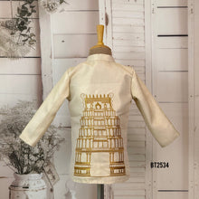 Load image into Gallery viewer, BT2534 Cream Designer Baby Boy Kurta with Krishna Embroidery

