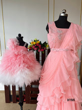 Load image into Gallery viewer, BT1505 Petal Pirouette: Blush Pink Ruffled Mommy &amp; Me Gowns

