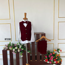 Load image into Gallery viewer, BT2282 ❤️ The Royal Maroon Velvet Suit – A Dashing Look for Your Little Prince! ❤️
