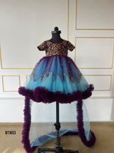 Load image into Gallery viewer, BT1653 Majestic Mosaic: Regal Purple and Enchanted Blue Mommy &amp; Me Gowns
