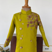 Load image into Gallery viewer, BT2241 🌟 Regal Lime Green Sherwani – A Royal Look for Your Prince! 👑
