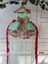 Load image into Gallery viewer, BT1626 Butterfly Theme Long Tail Birthday Party Wear Frock For Baby Girls
