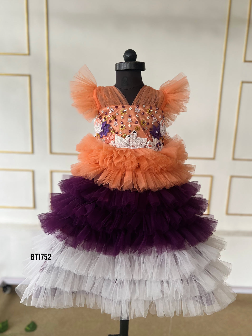 BT1752 Sunset Swirl Embellished Dress for Little Princesses