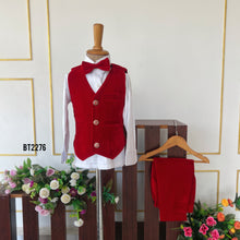 Load image into Gallery viewer, BT2276  Little Prince in Red – Luxe Velvet Tux for Dapper Celebrations! 🎩🔥
