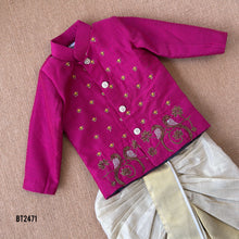 Load image into Gallery viewer, 💖 BT2471 Regal Magenta Baby Boy Jodhpuri with Dhoti Pants
