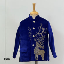 Load image into Gallery viewer, BT2563 Royal Blue Velvet Reindeer Sherwani
