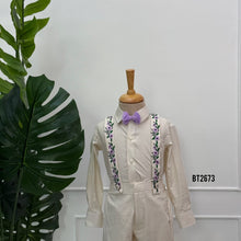 Load image into Gallery viewer, BT2673 Ivory White Floral Suspender Outfit for Baby Boy
