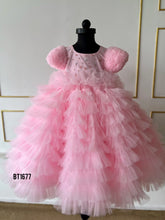 Load image into Gallery viewer, BT1677 Pastel Multi Layer Hand Embroidered Party Wear Frock For Baby Girls
