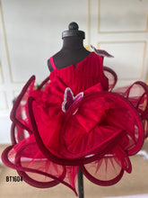 Load image into Gallery viewer, BT1604 Crimson Butterfly Dress – Flutters of Fancy for Festive Fun!
