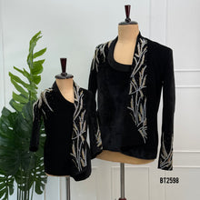 Load image into Gallery viewer, BT2598 Luxury Black Velvet Dad &amp; Son Designer Party Wear Blazer Combo
