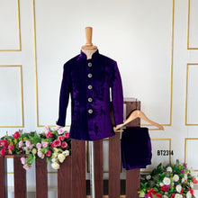 Load image into Gallery viewer, BT2314 👑 Royal Majesty Velvet Jacket – Timeless Elegance for Your Little King! 💜✨
