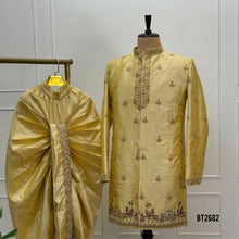 Load image into Gallery viewer, BT2682 Royal Gold Embroidered Sherwani for Dad
