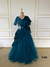 Load image into Gallery viewer, BT1968 💎 Teal Draped Gown for Elegant Moms – Shine at Every Celebration! 💫
