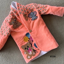 Load image into Gallery viewer, BT2383 Peach Baby Boys Blazer Set with Teddy &amp; Cartoon Embroidery – Cute Birthday &amp; Party Wear Outfit
