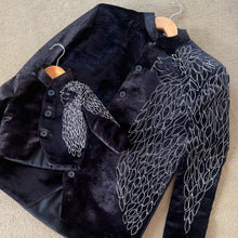 Load image into Gallery viewer, BT1880 Regal Black Velvet Dad &amp; Son Twinning Jacket 🖤✨
