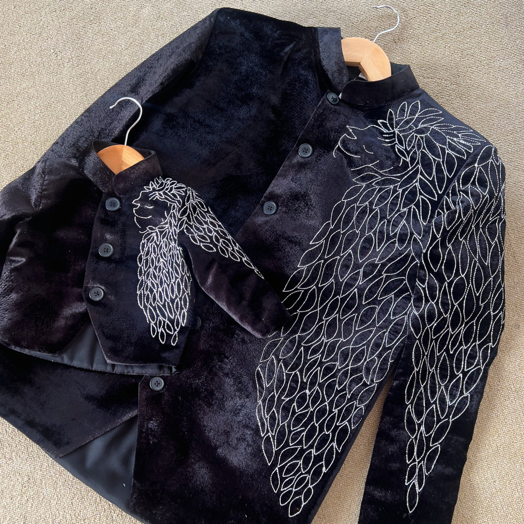BT1880 Regal Black Velvet Dad & Son Twinning Jacket 🖤✨