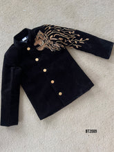 Load image into Gallery viewer, BT2089 ✨Golden Blaze: Regal Black Party Wear Jacket for Baby Boys ✨

