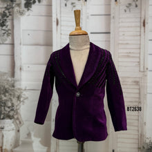Load image into Gallery viewer, BT2638 Royal Purple Handwork Blazer for Baby Boy | Luxury Birthday &amp; Wedding Party Wear
