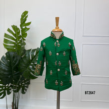Load image into Gallery viewer, BT2647 Emerald Green Designer Baby Boy Sherwani
