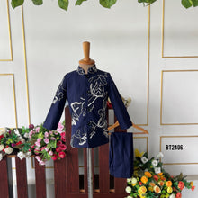 Load image into Gallery viewer, BT2406 Navy Blue Boys Embroidered Sherwani Set – Premium Wedding &amp; Party Wear Outfit
