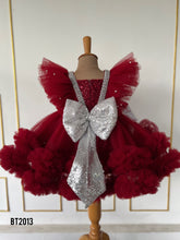 Load image into Gallery viewer, BT2013 💎 Ruby Red Glam Dress – A Sparkling Choice for Your Little Star 🌟❤️
