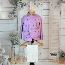 Load image into Gallery viewer, BT2506 Lavender Embroidered Baby Boy Indo-Western Blazer | Royal Party Wear for Birthdays &amp; Weddings

