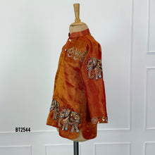 Load image into Gallery viewer, BT2544 Royal Rust Elephant Embroidered Kurta for Kids
