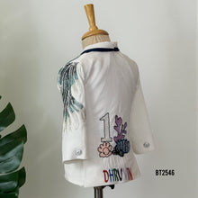 Load image into Gallery viewer, BT2546 Ivory Krishna Embroidered Designer Blazer for Boys
