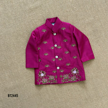 Load image into Gallery viewer, BT2445 Designer Baby Boy Magenta Party Wear Kurta Set with Lotus Embroidery

