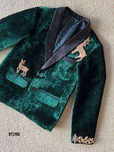 Load image into Gallery viewer, BT2196 Forest Charm Boys Party Wear Velvet Blazer: A Dashing Look for Your Little Gentleman 🌲🦌
