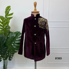 Load image into Gallery viewer, BT2653 Royal Burgundy Velvet Designer Blazer for Boys
