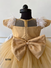 Load image into Gallery viewer, BT1759 Golden Elegance Embroidered Baby Party Dress - Regal Gold Collection&quot;
