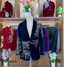 Load image into Gallery viewer, BT2577 Premium Velvet Baby Boy Party Wear Blazer – Midnight Blue Sparkle Edition

