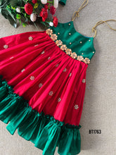 Load image into Gallery viewer, BT1763 Emerald and Ruby Floral Gala Ethnic Party Dress
