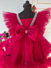 Load image into Gallery viewer, BT1593 V Neck Hot Pink Party Wear For Baby Girls
