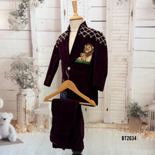 Load image into Gallery viewer, BT2634 Royal Wine Lion Embroidery Blazer for Baby Boy | Luxury Birthday &amp; Wedding Party Wear
