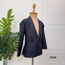 Load image into Gallery viewer, BT2639 Midnight Blue Embellished Baby Boy Blazer for Birthday &amp; Party Wear
