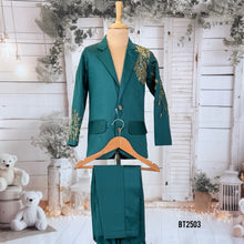 Load image into Gallery viewer, BT2503 Emerald Green Family Combo Outfit | Dad, Mom &amp; Baby Matching Party Wear Set
