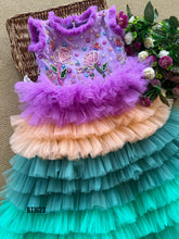 Load image into Gallery viewer, BT1623 Hand Embroidered Flower Theme Birthday Party Frock For Baby Girls
