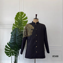 Load image into Gallery viewer, BT2459 Royal Lion Theme Embroidered Black Baby Boy Jodhpuri 🦁✨
