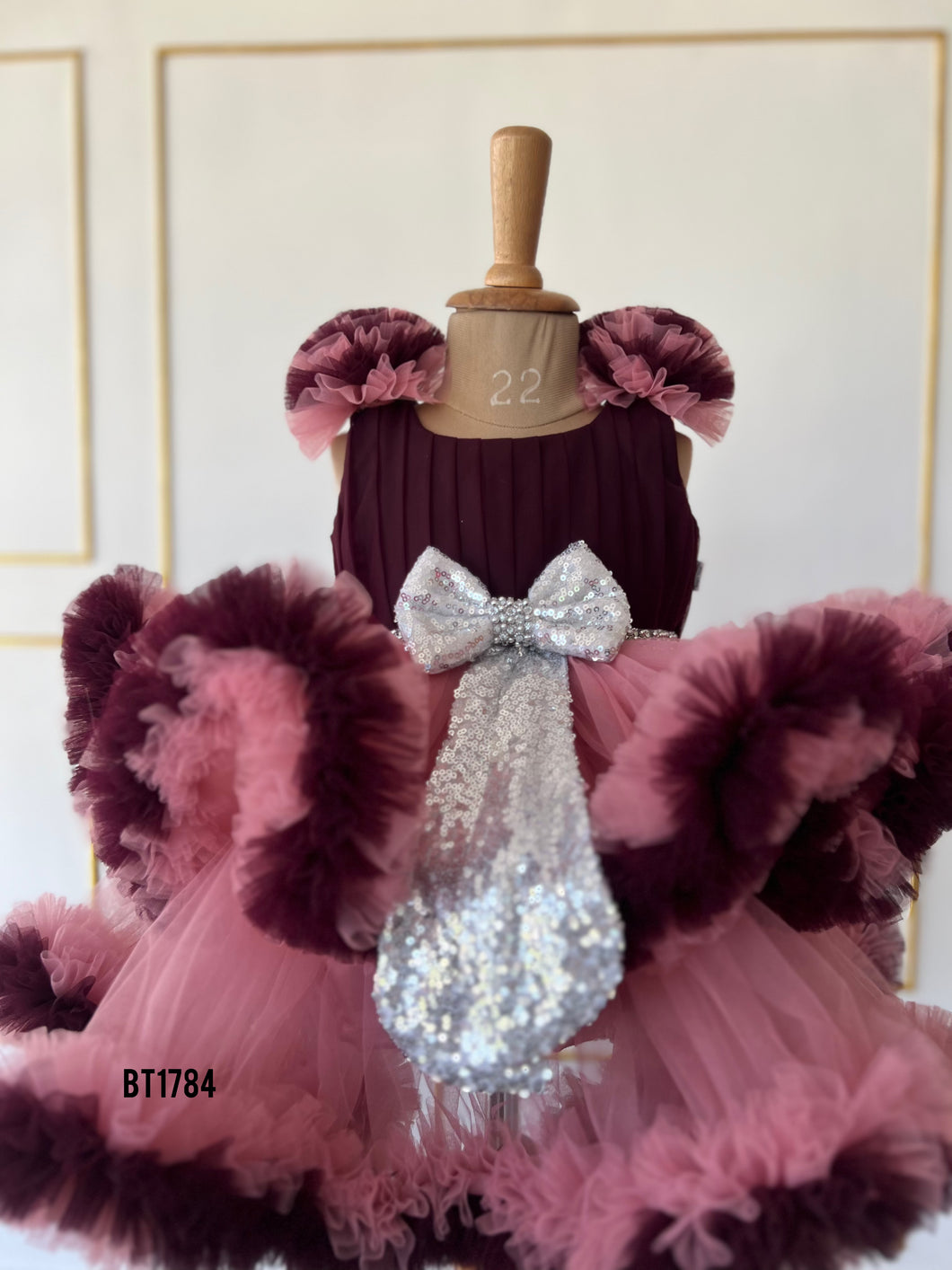 BT1784 Twilight Sparkle Festive Dress - Bordeaux Bliss