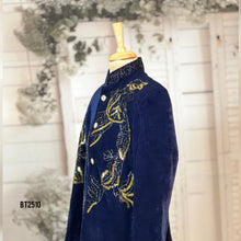 Load image into Gallery viewer, BT2510 Royal Navy Blue Velvet Father Son Sherwani Combo
