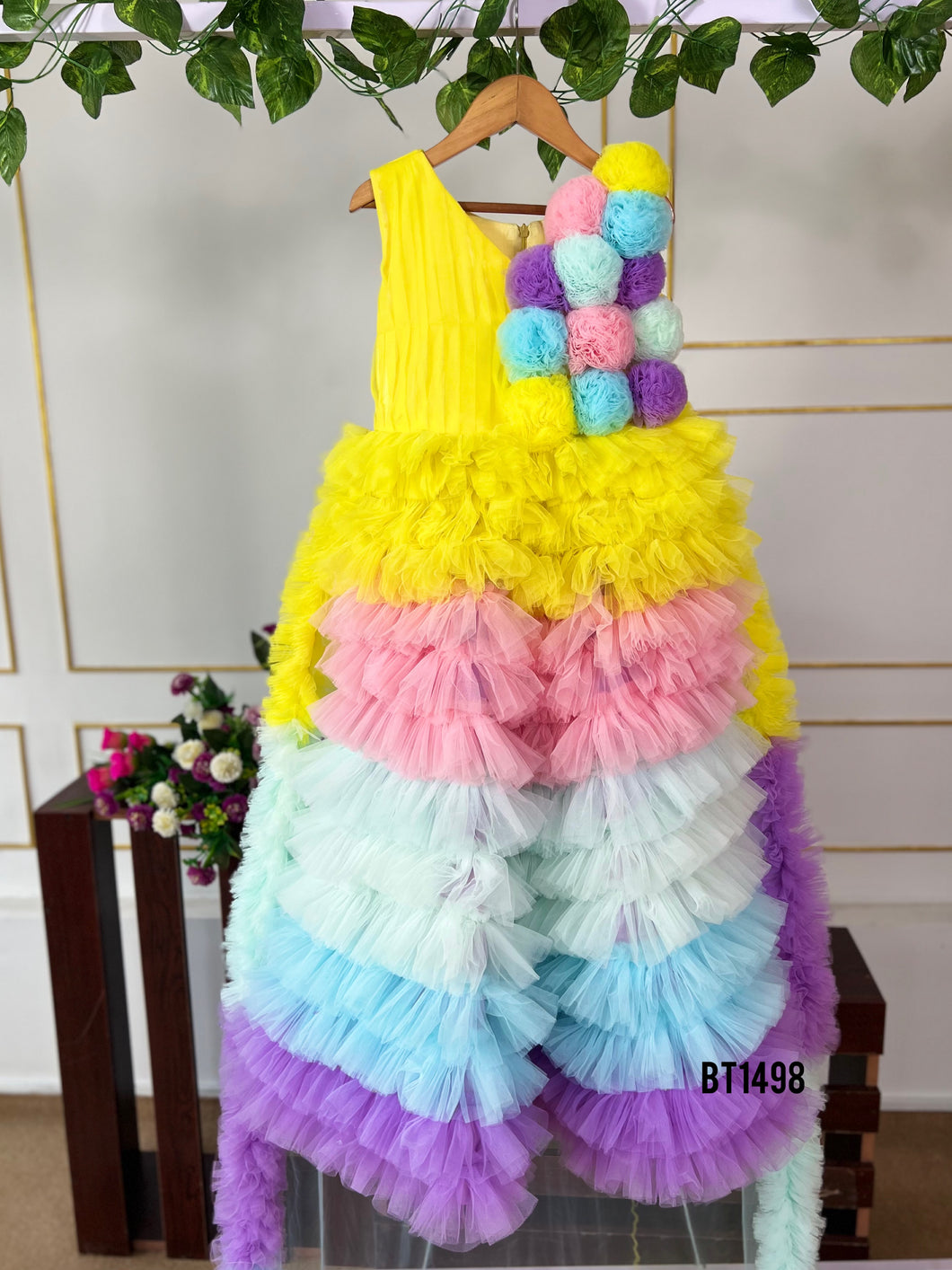 BT1498 Multicolour Long Tail Gown