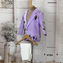 Load image into Gallery viewer, BT2524 Lavender Designer Baby Boy Velvet Party Blazer with Grape Embroidery
