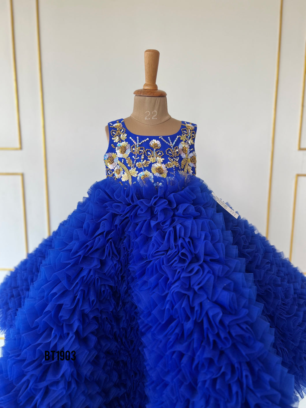 BT1903 Luxe Regal Blue Bloom Gala Gown