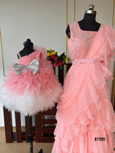 Load image into Gallery viewer, BT1505 Petal Pirouette: Blush Pink Ruffled Mommy &amp; Me Gowns

